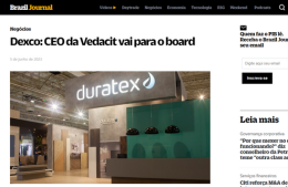<h6><a href="https://braziljournal.com/dexco-ceo-da-vedacit-vai-para-o-board/" target="_blank" rel="noopener">Dexco: CEO da Vedacit vai para o board</a></h6><p><a href="https://braziljournal.com/dexco-ceo-da-vedacit-vai-para-o-board/" target="_blank" rel="noopener">Brazil Journal</a></p>